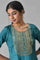 Blue Shantung LIVA Kurta with Gathered Sharara