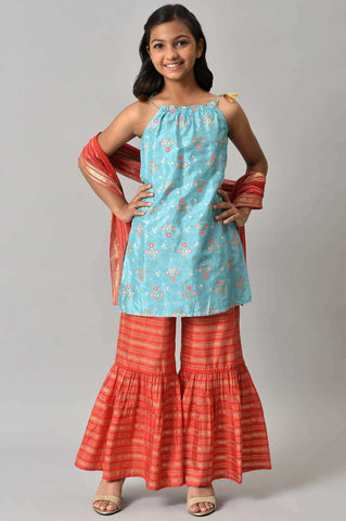 Aurelia Girls Blue kurta-Sharara-