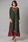 Green Mock Angrakha Gillet With Maroon Tiered Dress