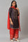 Purple Japanese Satin Short kurta With Red Parallel Pants And Dupatta