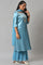 Blue Embellished Mashroo Silk kurta With Garara And Dupatta