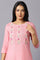 Pink Embroidered kurta With Lace Trimming