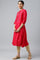 Red Mettalic Embroidered kurta With Pleats