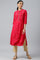 Red Mettalic Embroidered kurta With Pleats