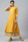 Dark Yellow A-Line Embroidered kurta With Sequins