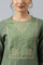 Olive Green A-Line Embroidered kurta With Sequins