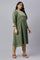 Olive Green A-Line Embroidered Plus Size kurta With Sequins