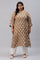 Plus Size Brown Printed Button Down kurta