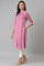 Dark Pink Flared Rayon kurta With Printed Back