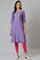 Purple Glitter Print kurta With Embroidery