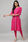 Dark Pink Embroidered A-Line kurta