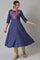 Navy Blue Circular kurta With Seqiuns