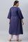 Plus Size Navy Blue Circular kurta With Seqiuns