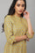 Mustard Glitter Printed kurta In Mandarin Collar