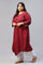 Plus Size Maroon Cowl Hemline kurta With Shell Detail