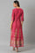 Dark Pink Floral Print Kalidar Dress