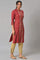 Red Placement Print Festive kurta