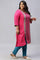 Pink Placement Printed Festive Plus Size kurta