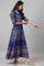 Indigo Paisley Print Flared Festive Dress