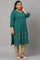 Green Mukaish Printed Layered Plus Size kurta