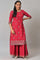 Fuchsia Pink Floral Printed kurta With Sequins