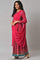 Dark Pink Glitter Printed Insta Saree Dress