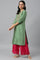 Green Straight kurta With Embroidered Yoke