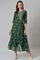 Green Glitter Printed Angrakha Jumpsuit