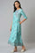 Light Blue Glitter Printed Angrakha Jumpsuit