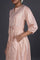 Light Pink Foil Printed Pleated Dress With Belt