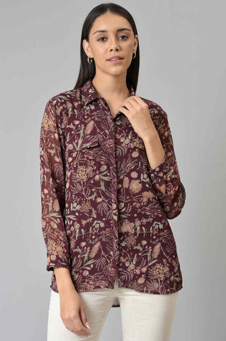 Burgundy Georgette Printed Top