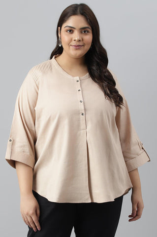 Biege Plus Size Western Top
