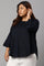 Plus Size Navy Blue Cotton Flax Top