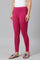 Magenta Solid Knitted Women Tights