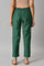 Dark Green Solid Women'S Slim Pants