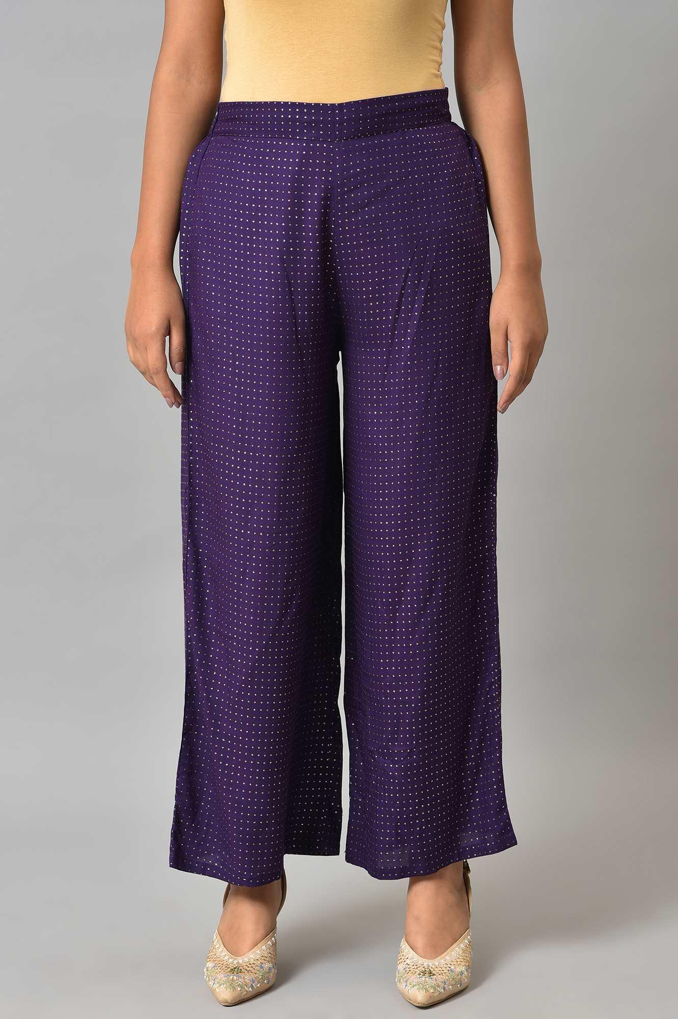 Crown Jewel Glitter Printed Rayon Parallel Pants