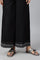 Plus Size Black Rayon Straight Parallel Pants