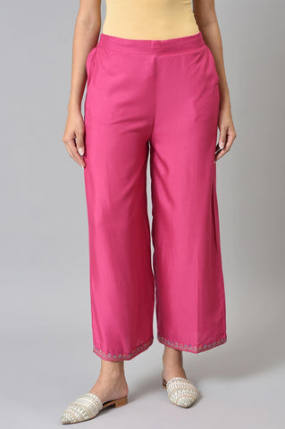 Dark Pink Festive Parallel Pants