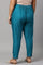 Teal Embroidered Plus Size Slim Pants