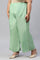 Green Solid Shantung Plus Size Parallel Pants