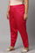 Dark Pink Solid Light Festive Plus Size Slim Pants