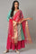 Dark Pink Zari Woven Organza Dupatta