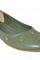 W Embroidered Green Round Toe Flat