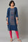 Blue Printed kurta With Pink Tights