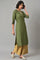 Olive Green Embroidered kurta With Gold Parallel Pants