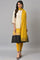 Ecru Printed Shirt kurta With Yellow Straight Pants