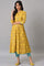 Yellow Glitter Printed kurta With Blue Slim Pants