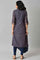 Blue Printed A-Line Cowl kurta With Tights