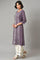 Dusky Purple Floral Printed kurta With Ecru Parallel Pants And Printed Dupatta