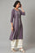 Dusky Purple Floral Printed kurta With Ecru Parallel Pants And Printed Dupatta